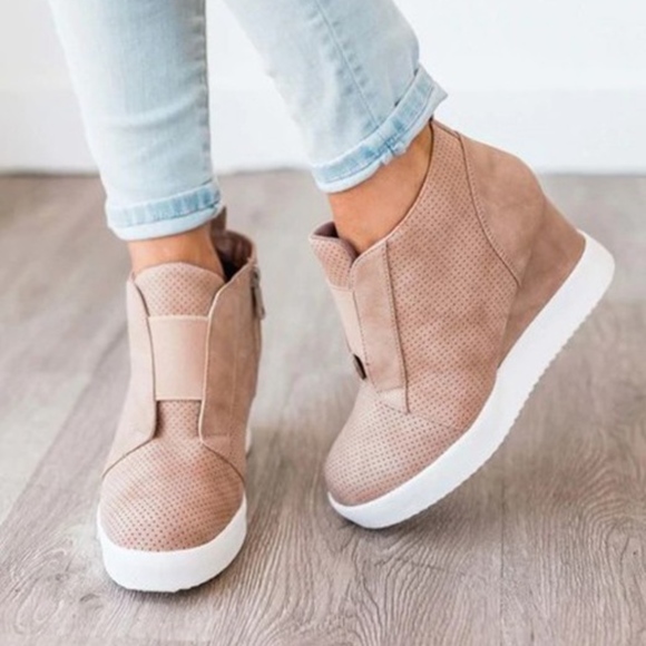 ABBY Vegan Suede Sneakers - TAUPE - Picture 2 of 3